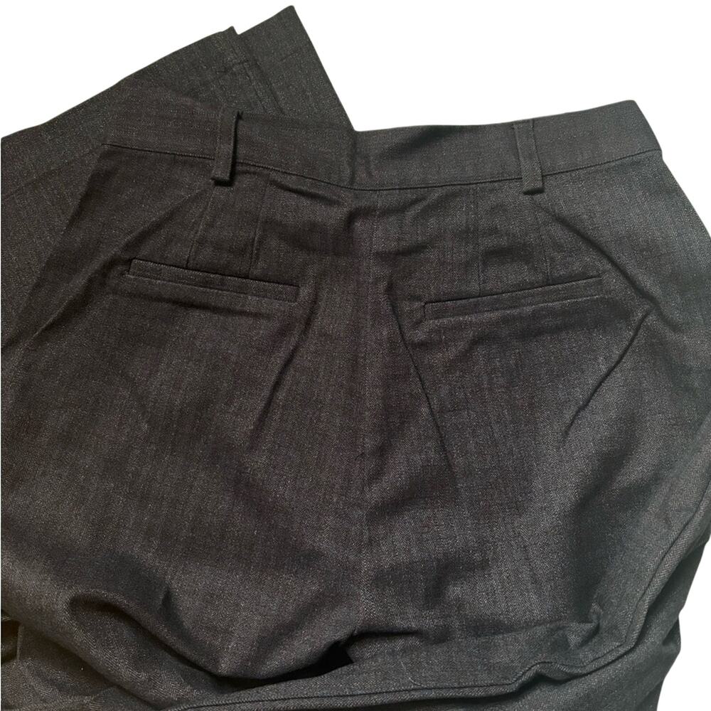 Women’s Wide Leg Pleated Pants Dark Gray Navy High Waist Trousers Large - Picture 8 of 10